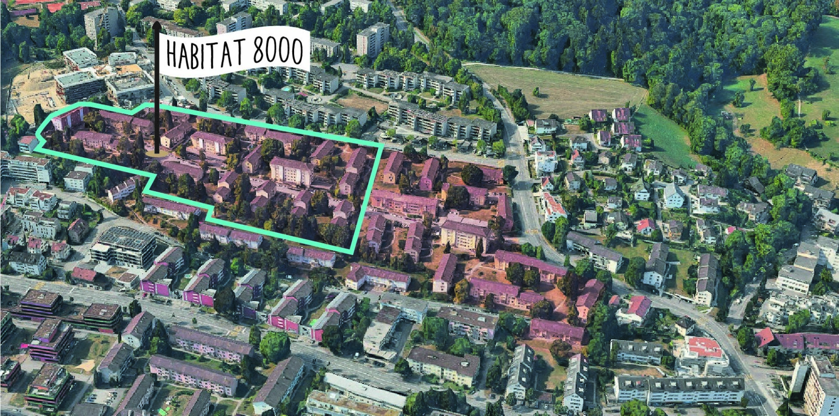 Karte mit Siedlung der Habitat 8000